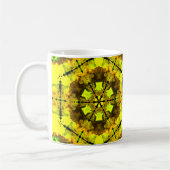 Psychedelic Kaleidoscope Flower Yellow en Green Koffiemok (Links)