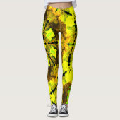 Psychedelic Kaleidoscope Flower Yellow en Green Leggings (Voorkant)