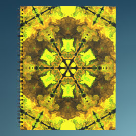 Psychedelic Kaleidoscope Flower Yellow en Green Notitieboek