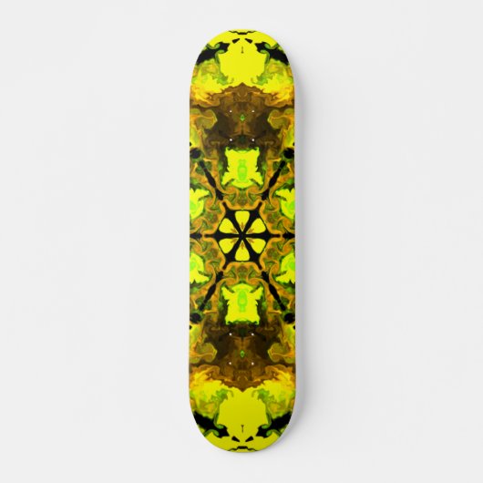 Psychedelic Kaleidoscope Flower Yellow en Green Persoonlijk Skateboard (Voorkant)