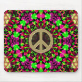 Psychedelic Kaleidoscope Gold Peace Mousepad Muismat (Voorkant)