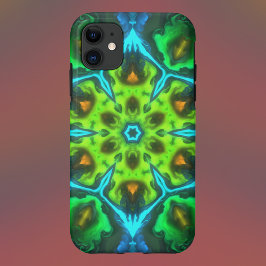Psychedelic Kaleidoscope Green Blue en Oranje Case-Mate iPhone Case