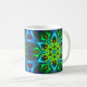 Psychedelic Kaleidoscope Green Blue en Oranje Koffiemok (Voorkant rechts)