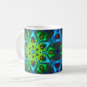 Psychedelic Kaleidoscope Green Blue en Oranje Koffiemok (Voorkant links)