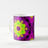 Psychedelic Kaleidoscope Green Yellow en Paars Koffiemok (Voorkant links)