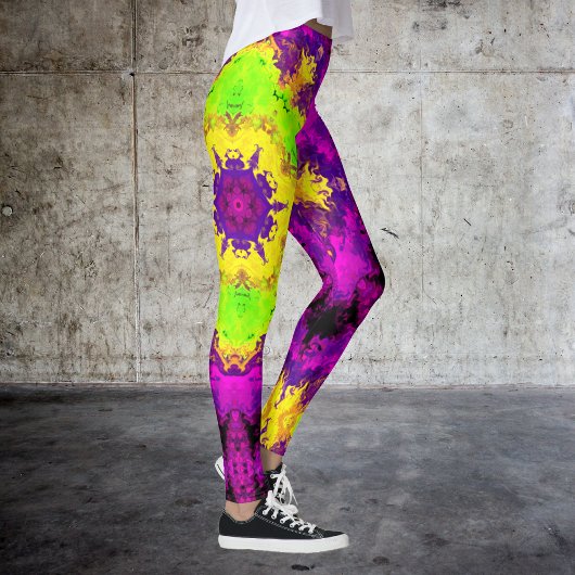 Psychedelic Kaleidoscope Green Yellow en Paars Leggings
