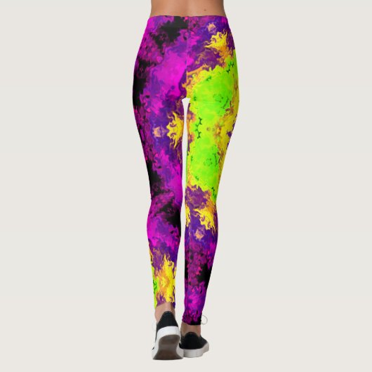 Psychedelic Kaleidoscope Green Yellow en Paars Leggings (Achterkant)