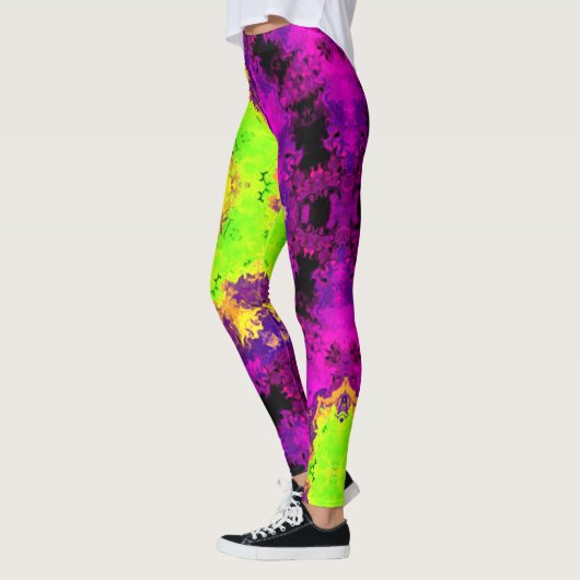 Psychedelic Kaleidoscope Green Yellow en Paars Leggings (Links)