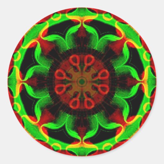 Psychedelic Kaleidoscope Mandala Ronde Sticker (Voorkant)