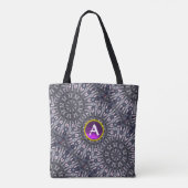 PSYCHEDELIC KALEIDOSCOPE PAARS GEM MONOGRAM TOTE BAG (Achterkant)