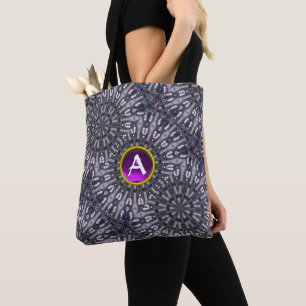 PSYCHEDELIC KALEIDOSCOPE PAARS GEM MONOGRAM TOTE BAG