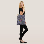 PSYCHEDELIC KALEIDOSCOPE PAARS GEM MONOGRAM TOTE BAG (Op model)