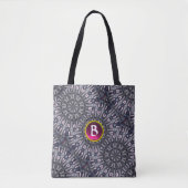 PSYCHEDELIC KALEIDOSCOPE PINK FUCHSIA GEM MONOGRAM TOTE BAG (Voorkant)