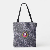 PSYCHEDELIC KALEIDOSCOPE PINK FUCHSIA GEM MONOGRAM TOTE BAG (Achterkant)