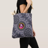 PSYCHEDELIC KALEIDOSCOPE PINK FUCHSIA GEM MONOGRAM TOTE BAG (Dichtbij)