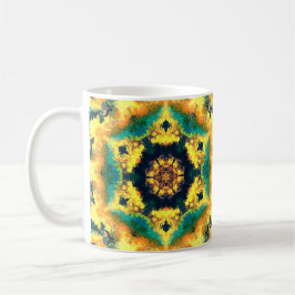 Psychedelic Kaleidoscope Yellow Blue en Green Koffiemok