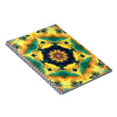 Psychedelic Kaleidoscope Yellow Blue en Green Notitieboek (Rechterzijde)