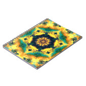 Psychedelic Kaleidoscope Yellow Blue en Green Notitieboek (Linkerzijde)