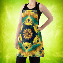 Psychedelic Kaleidoscope Yellow Blue en Green Schort