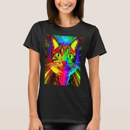 Psychedelic Kat Kitten in kattenstijl T-shirt (Voorkant)