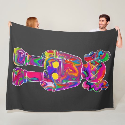 Psychedelic Kaw Fleece Deken (In situ)