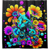 Psychedelic Kitty Cat Douchegordijn (Voorkant)