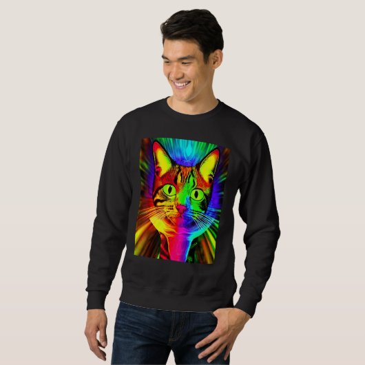 Psychedelic Kitty Kitten In Cat Style Trui (Voorkant volledig)