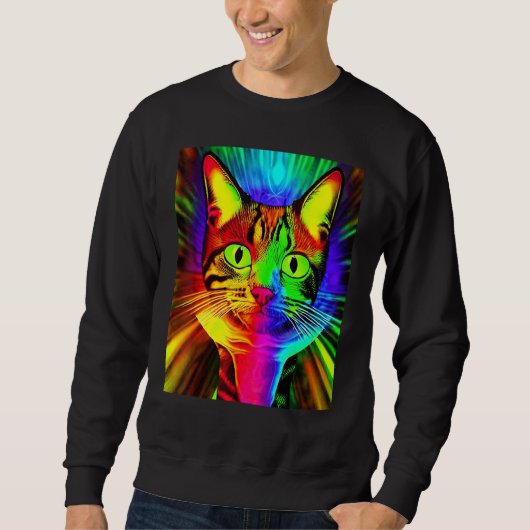 Psychedelic Kitty Kitten In Cat Style Trui (Voorkant)