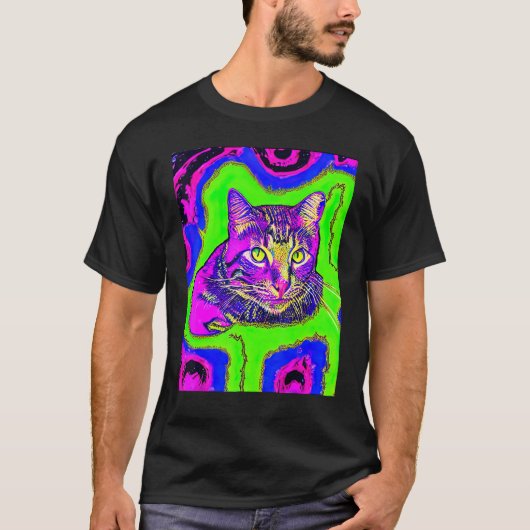 Psychedelic Kitty Kitten Lover In Cat Art Style_1 T-shirt (Voorkant)