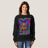 Psychedelic Kitty Kitten Lover In Cat Art Style_3 Trui (Voorkant volledig)