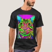 Psychedelic Kitty Kitten Lover In Cat Art Style T-shirt (Voorkant)
