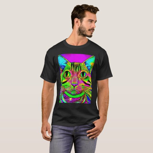 Psychedelic Kitty Kitten Lover In Cat Art Style T-shirt (Voorkant volledig)