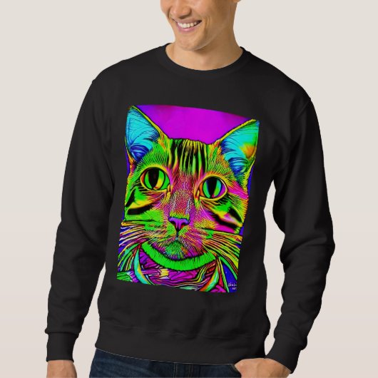 Psychedelic Kitty Kitten Lover In Cat Art Style Trui (Voorkant)