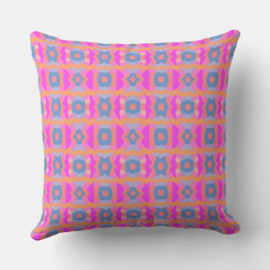 Psychedelic Kleurenblok Patchwork Roze Sinaasappel Kussen