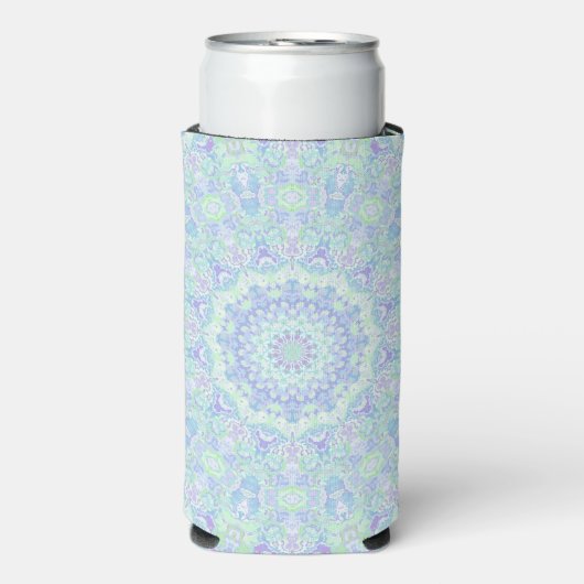Psychedelic Kleurrijke Pastel  Hippie Mandala Seltzer Blikjeskoeler (Seltzer Voorkant)