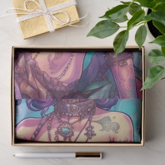 Psychedelic Kleurrijke Tattoo Vrouw Decoupage Papi Tissuepapier (Geschenk)