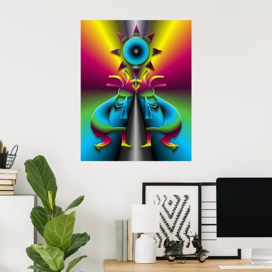 Psychedelic Kokopelli #2 Poster (Thuiskantoor)