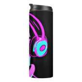 Psychedelic Lady in Hoofdtelefoon Jamming to Music Thermosbeker (Geroteerd rechts)