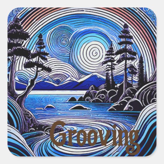 Psychedelic Lake Mountain sticker (Voorkant)