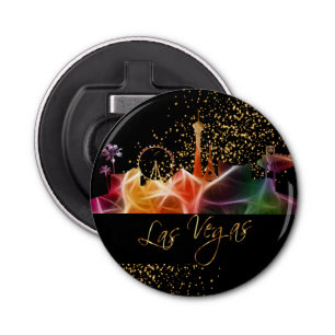 Psychedelic Las Vegas Skyline Button Flesopener