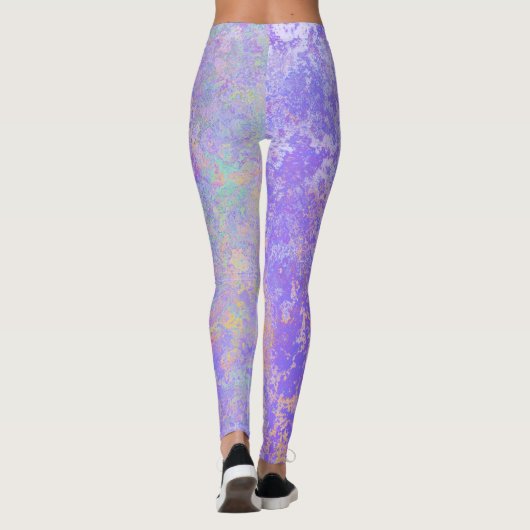 Psychedelic Lavender Paars Neon Pastel Abstract Leggings (Achterkant)