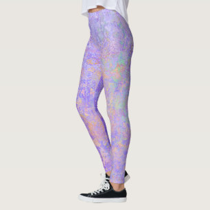 Psychedelic Lavender Paars Neon Pastel Abstract Leggings