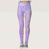 Psychedelic Lavender Paars Neon Pastel Abstract Leggings (Voorkant)