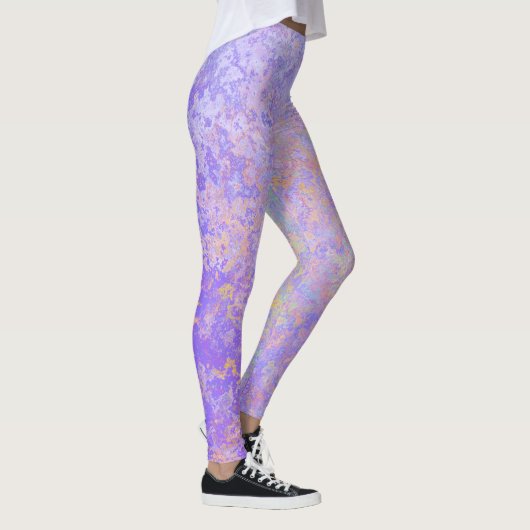 Psychedelic Lavender Paars Neon Pastel Abstract Leggings (Rechts)