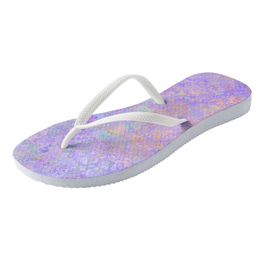 Psychedelic Lavender Paars Neon Pastel Abstract Teenslippers (Schuin)