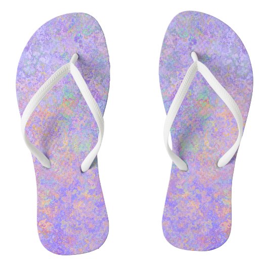 Psychedelic Lavender Paars Neon Pastel Abstract Teenslippers (Voetbed)