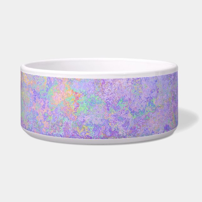 Psychedelic Lavender Paars Neon Pastel Abstract Voerbakje (Voorkant)