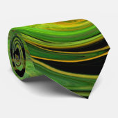 PSYCHEDELIC LIGHT VORTEX, Zwart Groen Geel Stropdas (Opgerold)