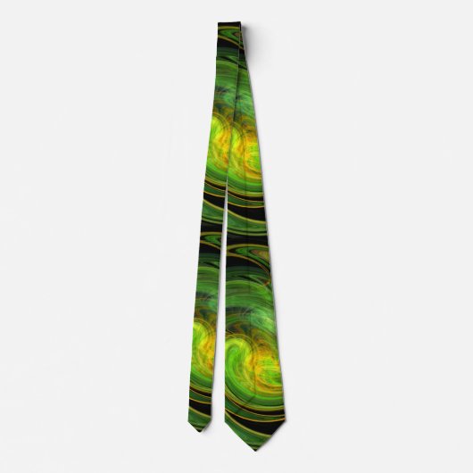 PSYCHEDELIC LIGHT VORTEX, Zwart Groen Geel Stropdas (Achterkant)