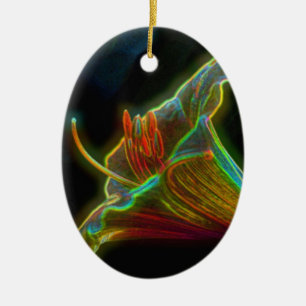 Psychedelic Lily Digital Art Flower Ornament
